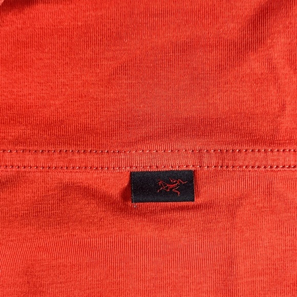 Arc'teryx Large Vibrant Red Polo Shirt Performance Outdoor Hiking Huckberry - Picture 5 of 8